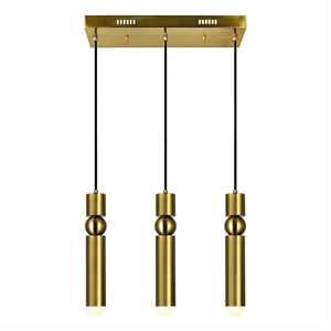 CWI Lighting Chime 3 LED Lights Metal Island Chandelier in Brass