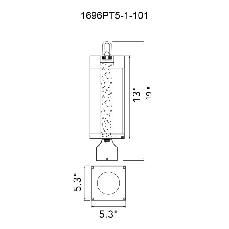 CWI Lighting Rochester LED Integrated Black Metal Outdoor Lantern Head