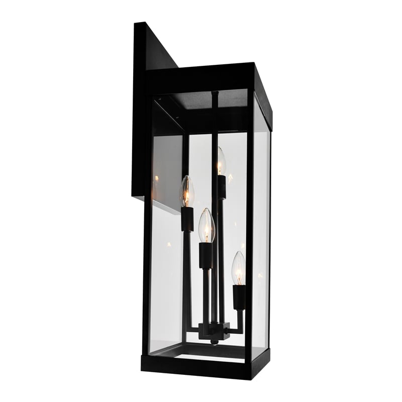 CWI Lighting Windsor 4 Light Modern Black Metal Outdoor Wall Light