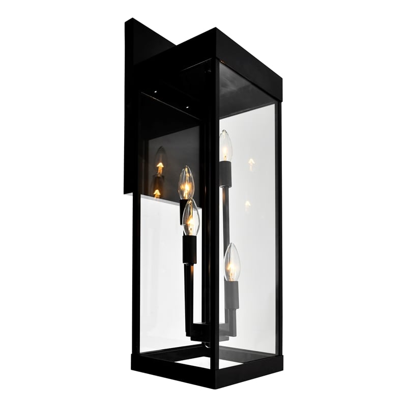 CWI Lighting Windsor 4 Light Modern Black Metal Outdoor Wall Light