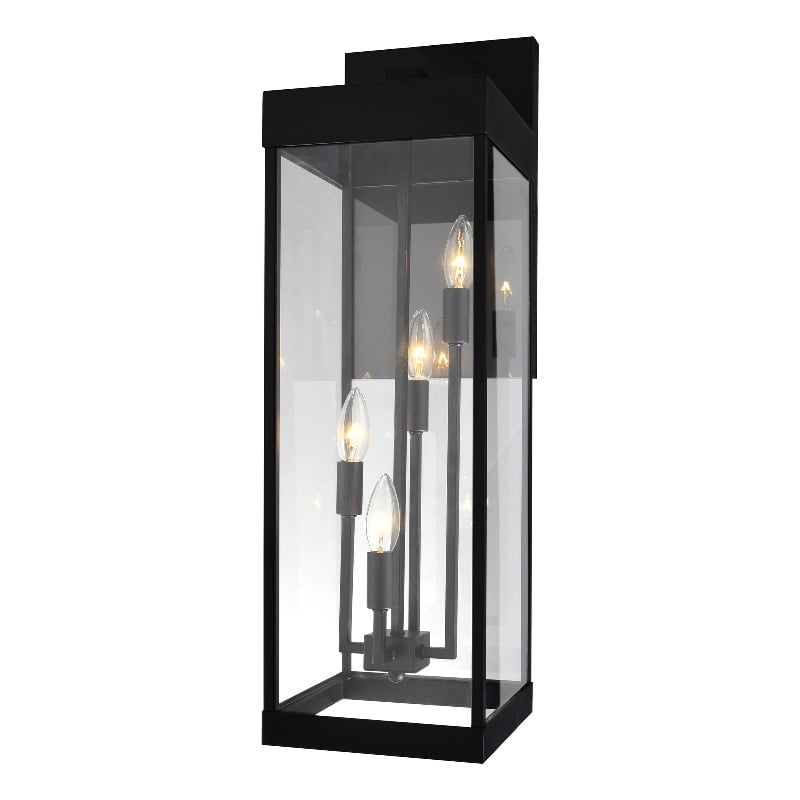 CWI Lighting Windsor 4 Light Modern Black Metal Outdoor Wall Light