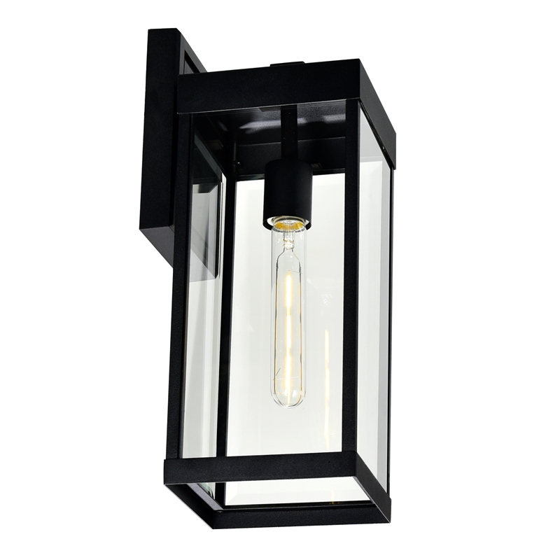 CWI Lighting Windsor 1 Light Modern Black Metal Outdoor Wall Light