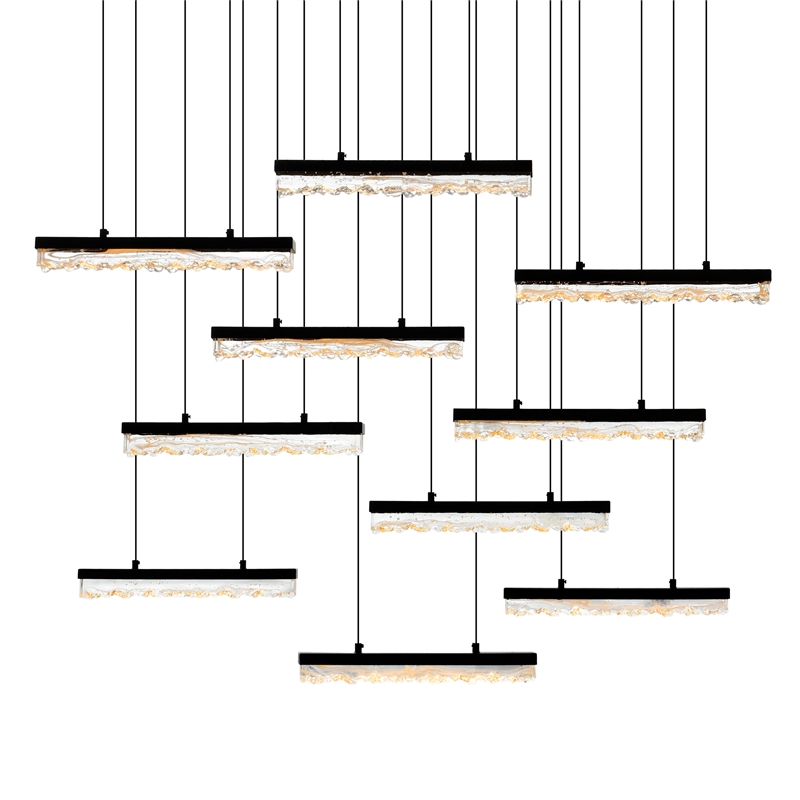 CWI Lighting Stagger Integrated LED Black Chandelier