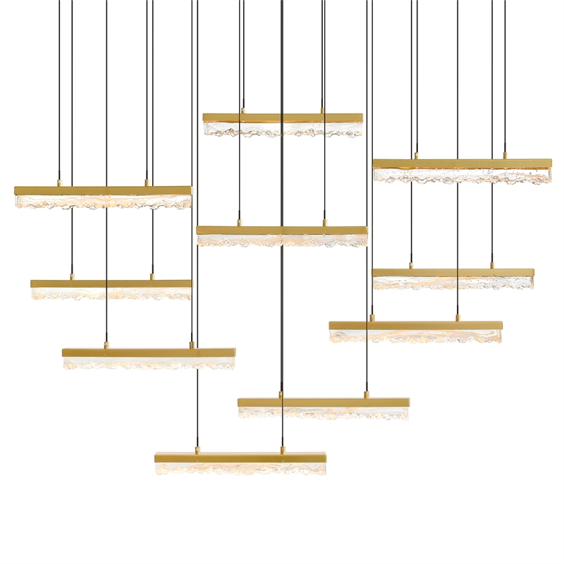 CWI Lighting Stagger Integrated LED Brass Chandelier
