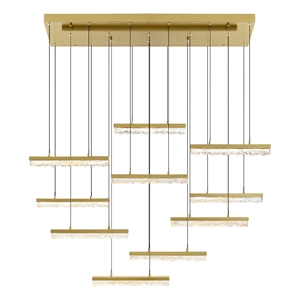 CWI Lighting Stagger Integrated LED Brass Chandelier