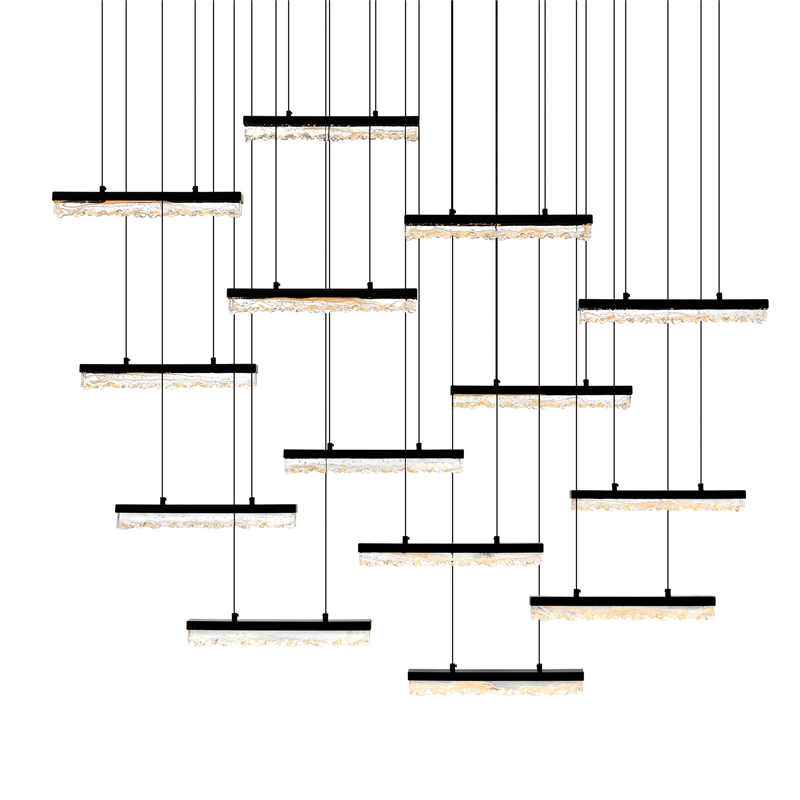 CWI Lighting Stagger Integrated LED Black Chandelier