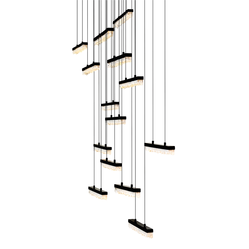 CWI Lighting Stagger Integrated LED Black Chandelier