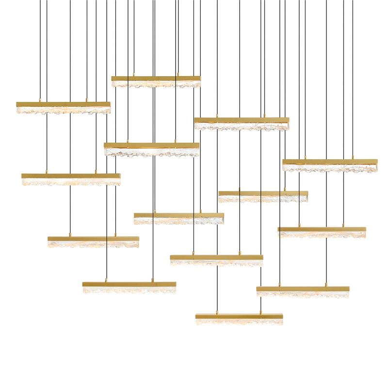CWI Lighting Stagger Integrated LED Brass Chandelier