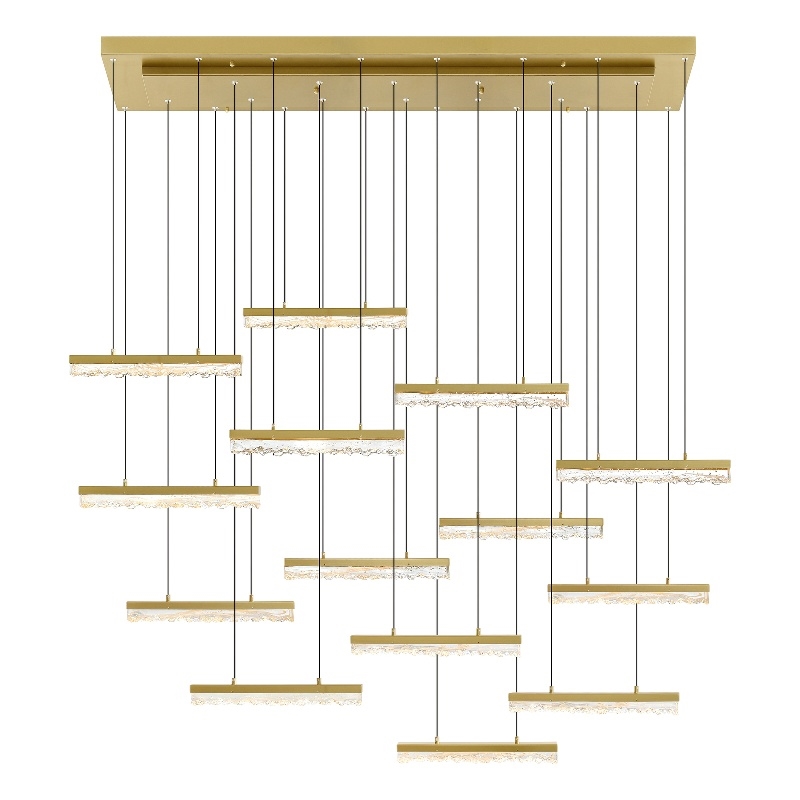 CWI Lighting Stagger Integrated LED Brass Chandelier