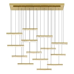 CWI Lighting Stagger Integrated LED Brass Chandelier