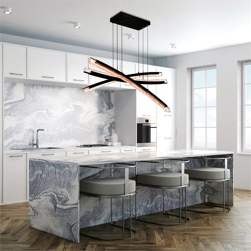 Saber Integrated LED Black Chandelier