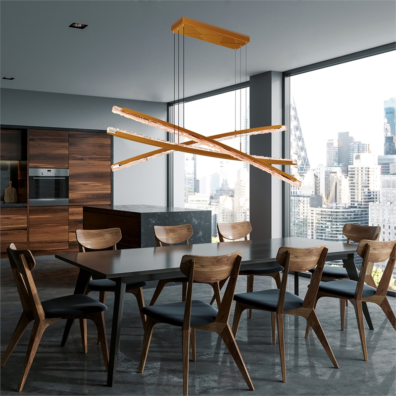 Saber Integrated LED Brass Chandelier