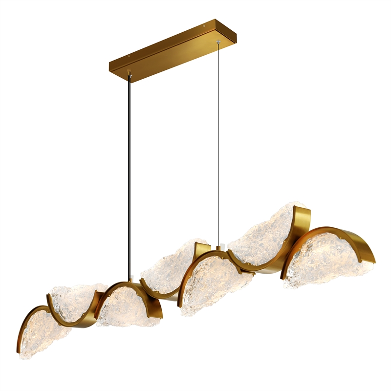 Moon Integrated LED Brass Chandelier