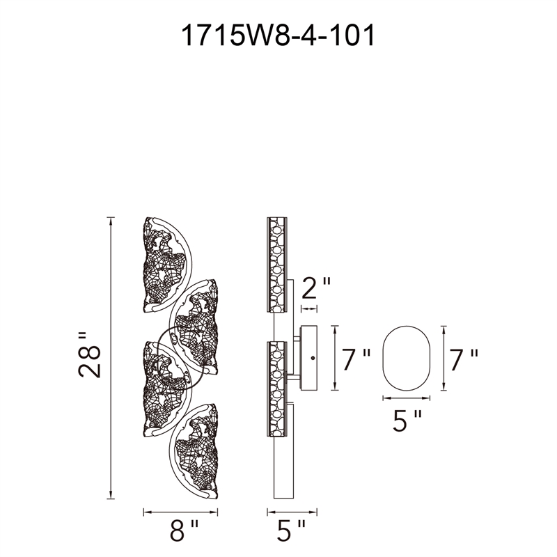 Moon Integrated LED Black Wall Light