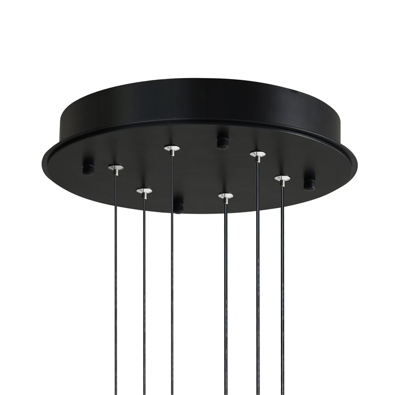 Curva Integrated LED 38in Black Chandelier with Handcrafted Glass