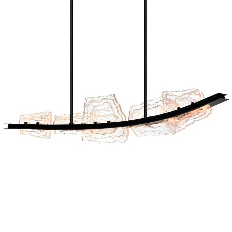 Arcus Integrated LED 50in Black Chandelier with Handcrafted Glass