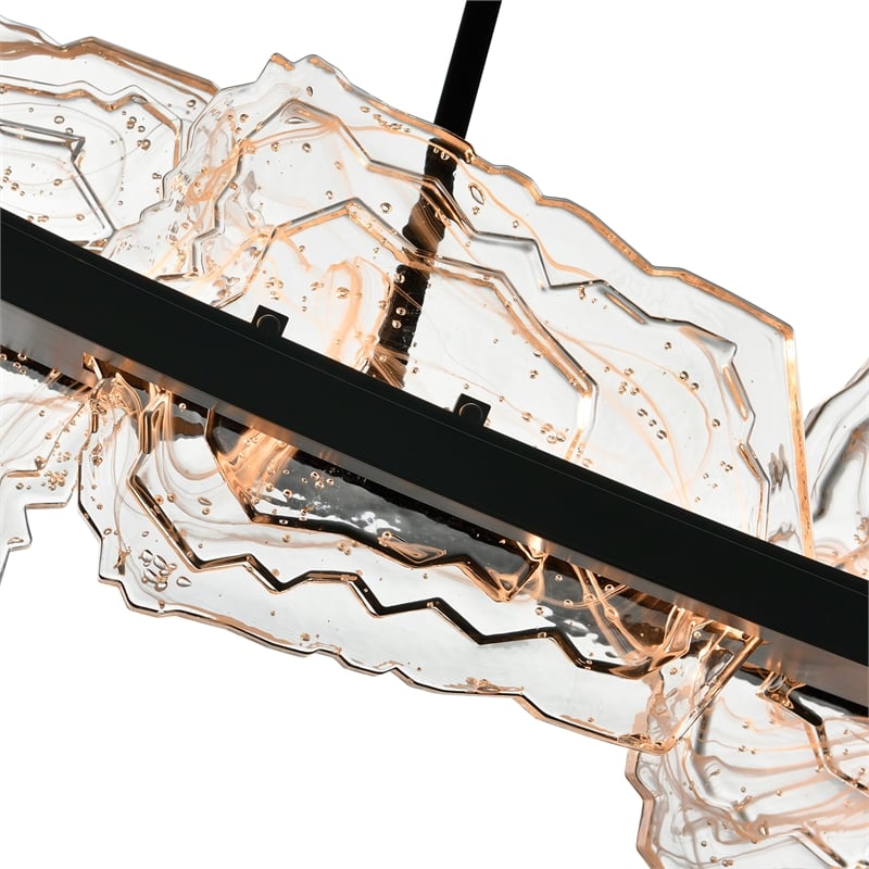Arcus Integrated LED 50in Black Chandelier with Handcrafted Glass
