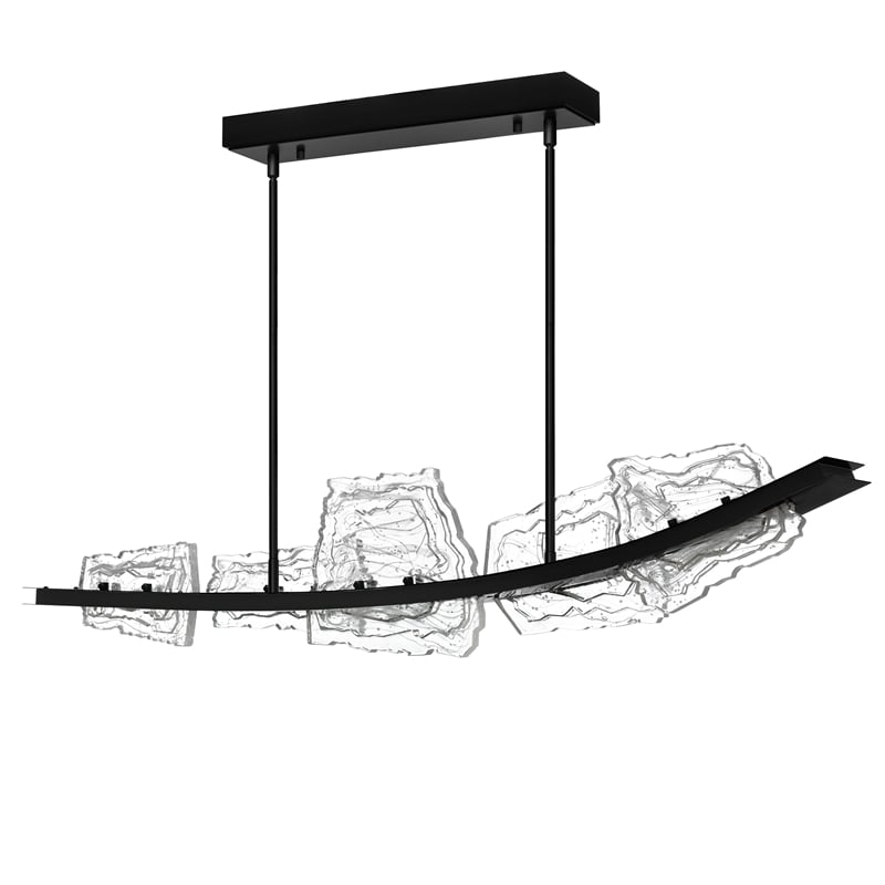 Arcus Integrated LED 50in Black Chandelier with Handcrafted Glass