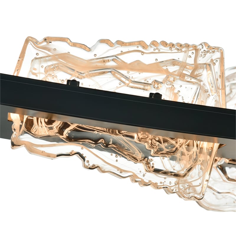 Arcus Integrated LED 50in Black Chandelier with Handcrafted Glass