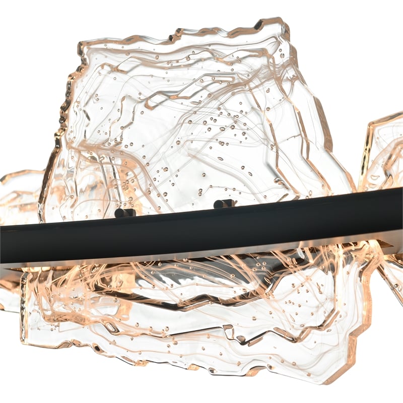 Arcus Integrated LED 50in Black Chandelier with Handcrafted Glass