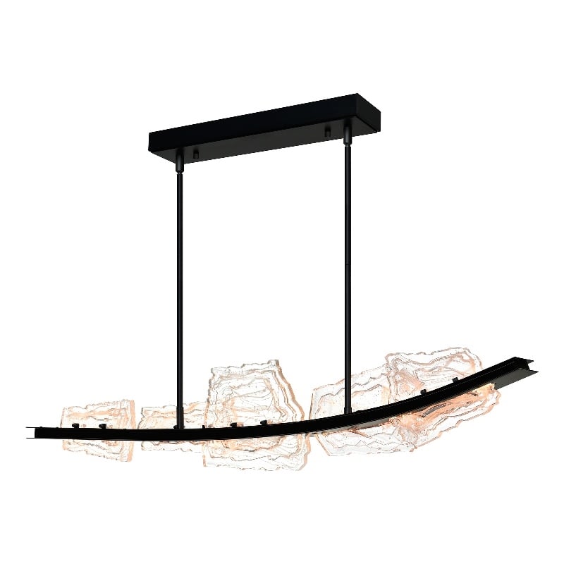 Arcus Integrated LED 50in Black Chandelier with Handcrafted Glass