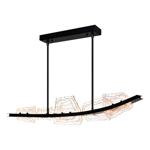 Arcus Integrated LED 50in Black Chandelier with Handcrafted Glass
