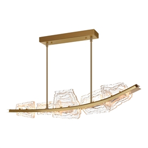 Arcus Integrated LED 50in Brass Chandelier with Handcrafted Glass