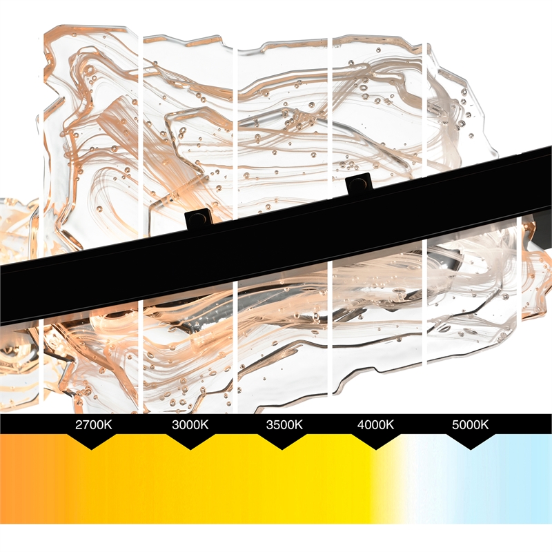 Arcus Integrated LED 70in Black Chandelier with Handcrafted Glass