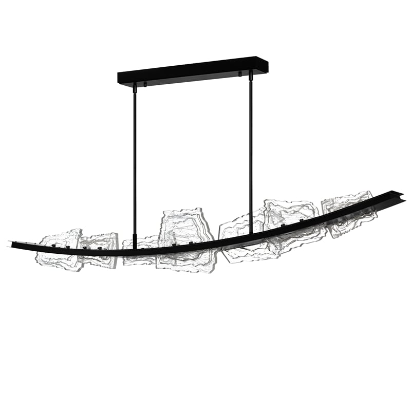 Arcus Integrated LED 70in Black Chandelier with Handcrafted Glass