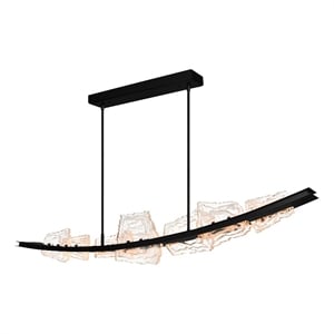 Arcus Integrated LED 70in Black Chandelier with Handcrafted Glass