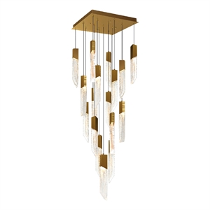 Petra Integrated LED 24in Brass Chandelier with Handcrafted Glass
