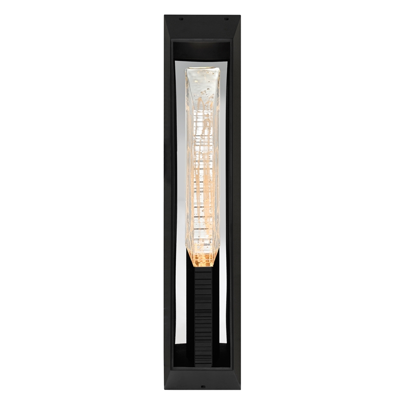 Petra Integrated LED 29in Sand Black Outdoor Wall Light with Handcrafted Glass