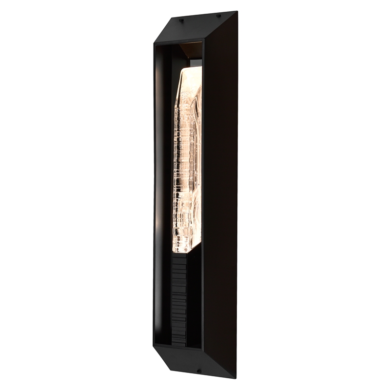 Petra Integrated LED 29in Sand Black Outdoor Wall Light with Handcrafted Glass