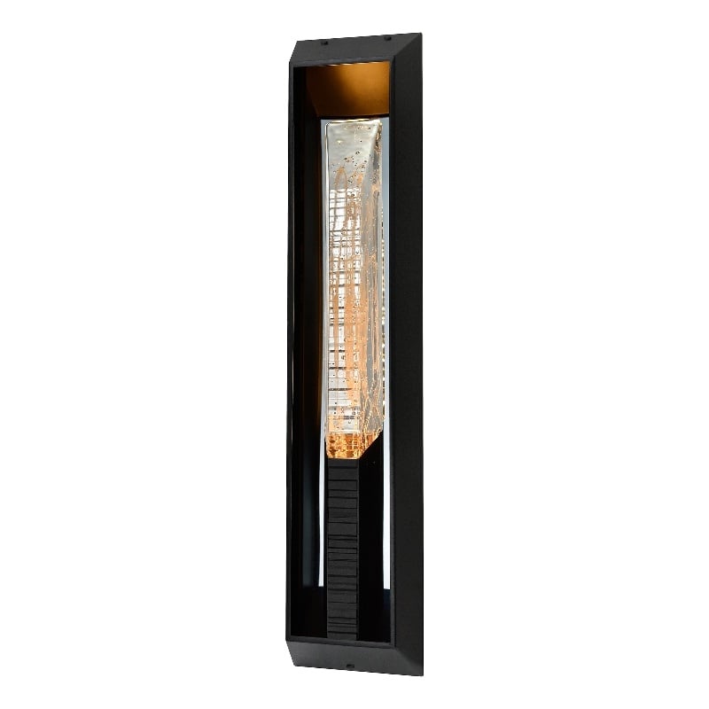 Petra Integrated LED 29in Sand Black Outdoor Wall Light with Handcrafted Glass