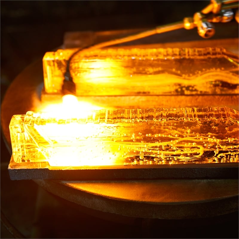 Petra Integrated LED 36in Brass Vanity Light with Handcrafted Glass