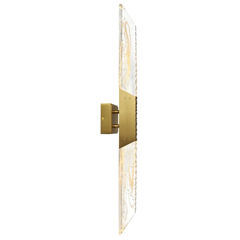 Petra Integrated LED 36in Brass Vanity Light with Handcrafted Glass
