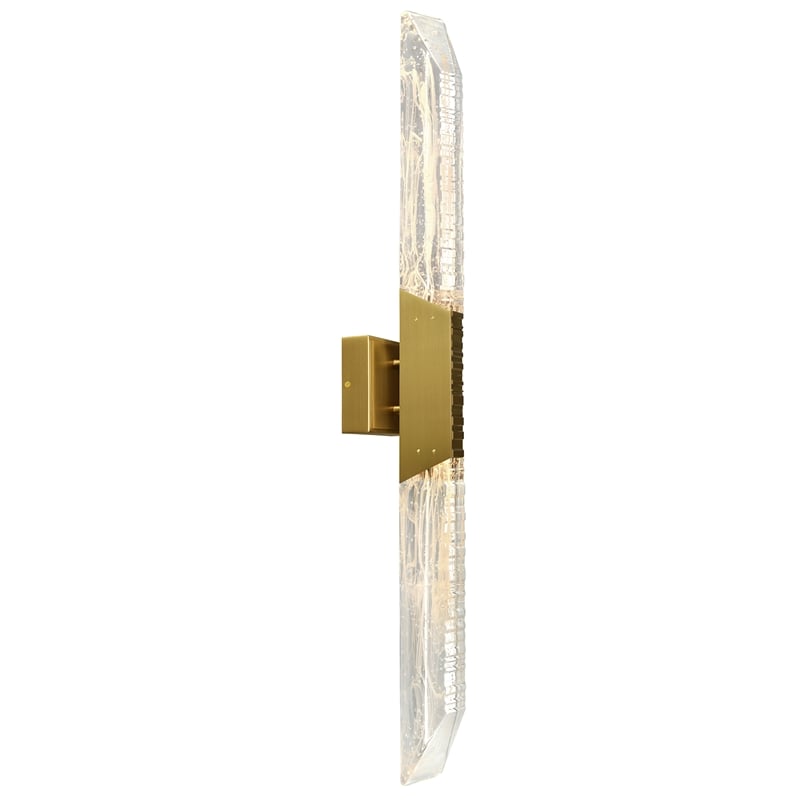 Petra Integrated LED 36in Brass Vanity Light with Handcrafted Glass