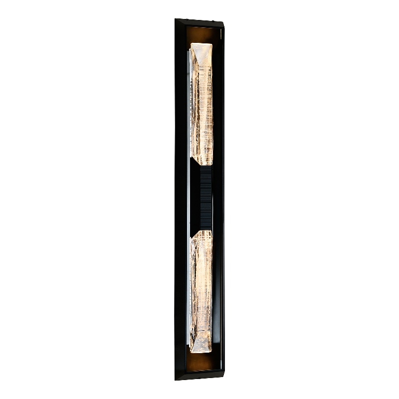 Petra Integrated LED 44in Sand Black Outdoor Wall Light with Handcrafted Glass