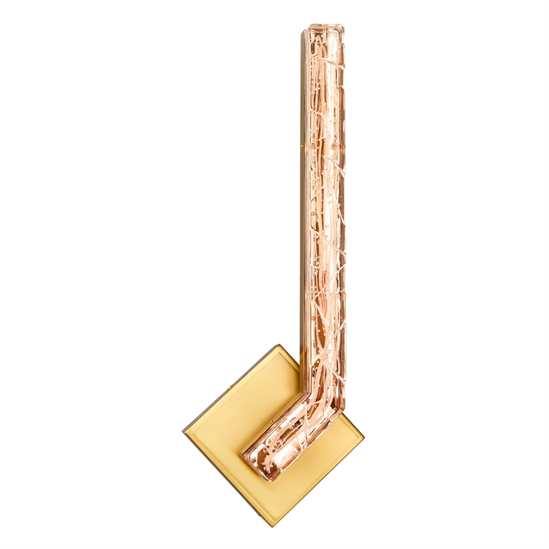 Contour Integrated LED 19in Brass Wall Light with Handcrafted Glass