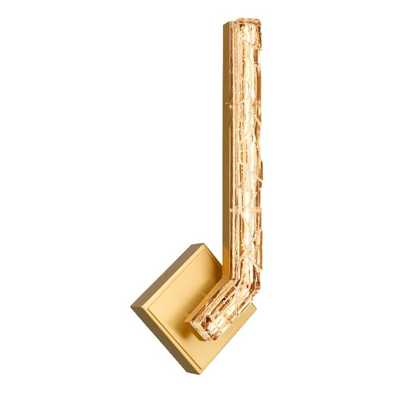 Contour Integrated LED 19in Brass Wall Light with Handcrafted Glass