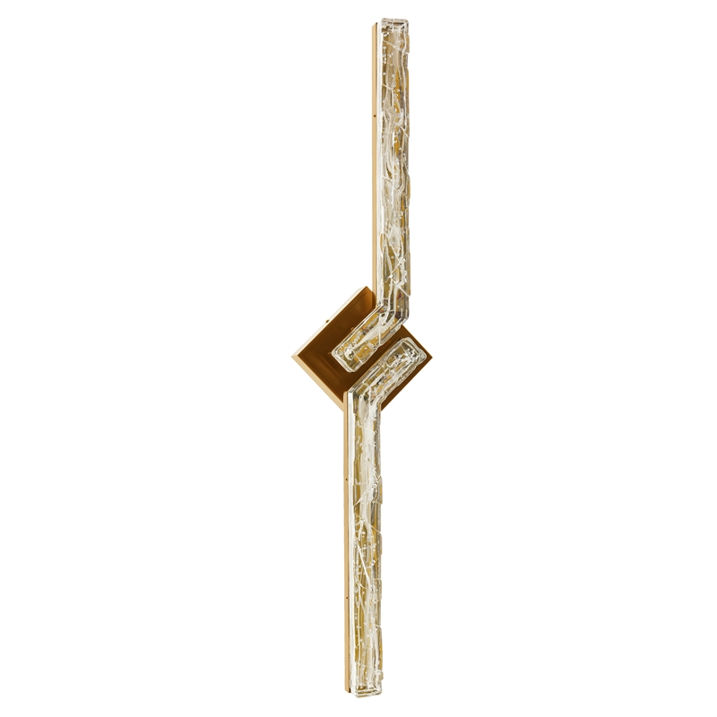 Contour Integrated LED 33in Brass Vanity Light with Handcrafted Glass
