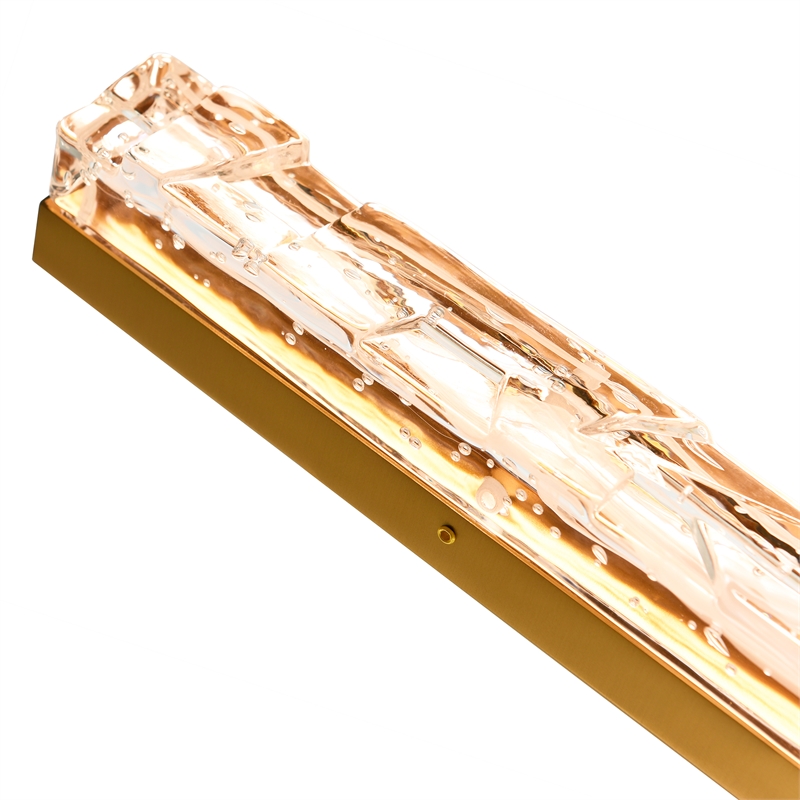 Contour Integrated LED 33in Brass Vanity Light with Handcrafted Glass
