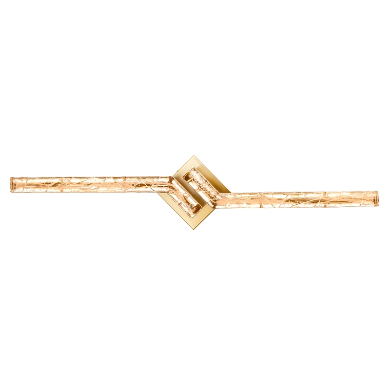 Contour Integrated LED 33in Brass Vanity Light with Handcrafted Glass