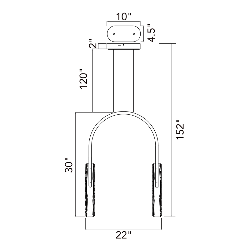 Curva Integrated LED 22in Black Chandelier with Handcrafted Glass