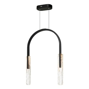 Curva Integrated LED 22in Black Chandelier with Handcrafted Glass