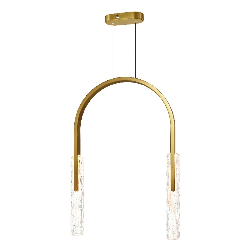 Curva Integrated LED 22in Brass Chandelier with Handcrafted Glass