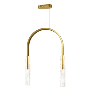 Curva Integrated LED 22in Brass Chandelier with Handcrafted Glass