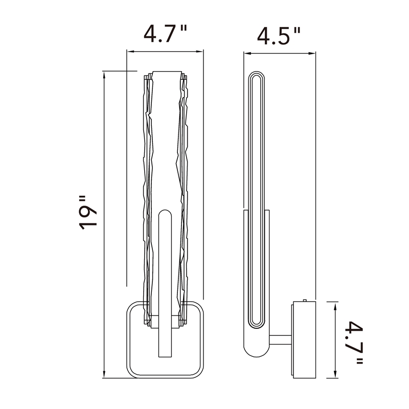 Curva Integrated LED 19in Brass Wall Light with Handcrafted Glass