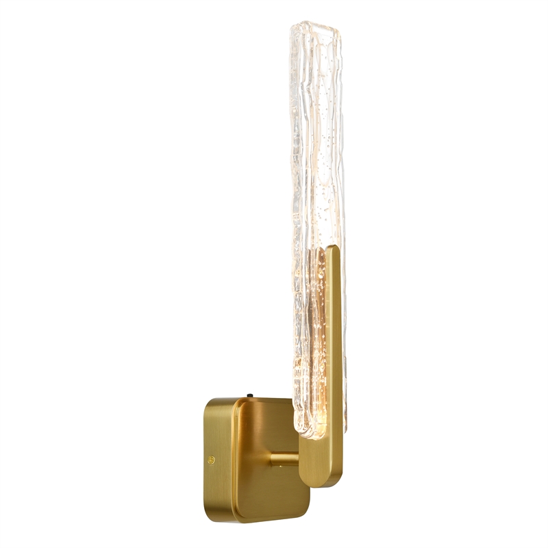 Curva Integrated LED 19in Brass Wall Light with Handcrafted Glass