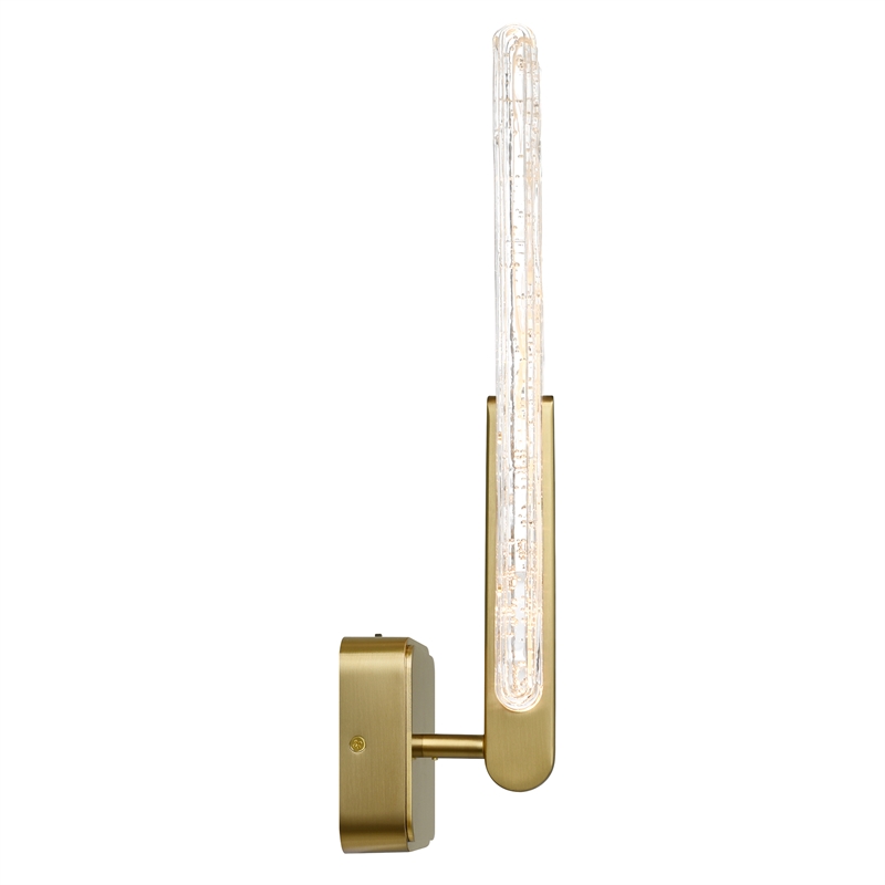 Curva Integrated LED 19in Brass Wall Light with Handcrafted Glass